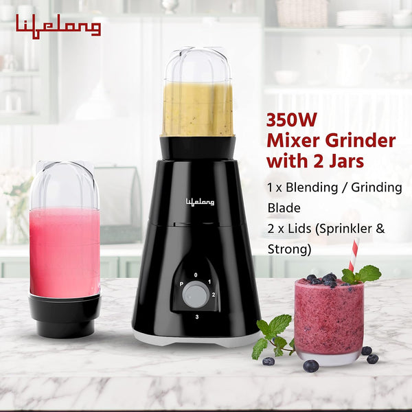 Lifelong LLMG220 350 Mixer Grinder (2 Jars, Black)