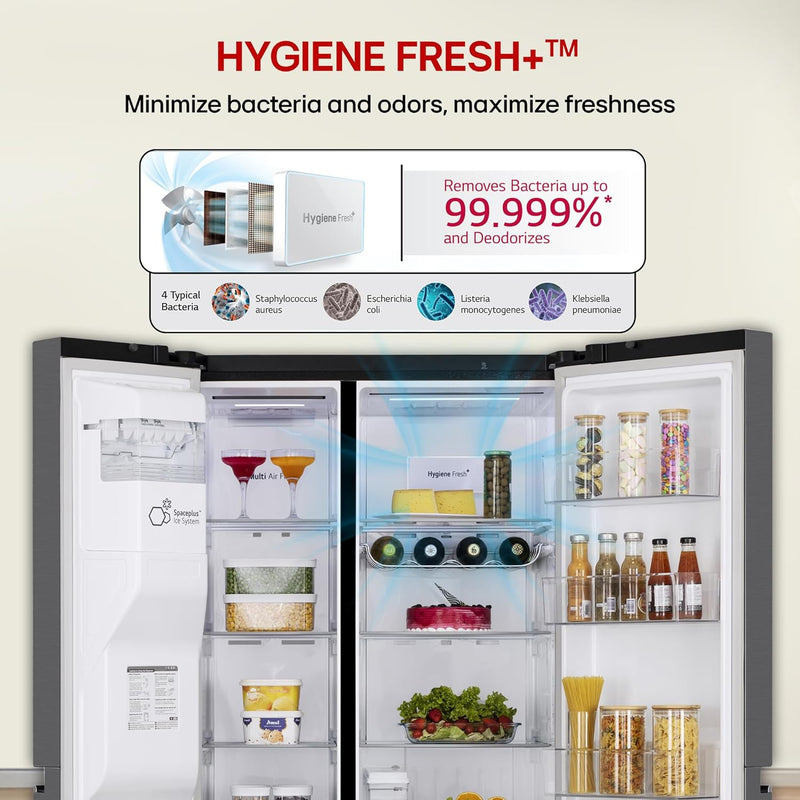 LG 630 L, 3 Star, Frost-Free, Double Door, Door Cooling+, Hygiene Fresh+, Smart Inverter, Wi-Fi Convertible Side By Side Refrigerator with AI ThinQ (GL-L257CMC3, Matt Black, Ice & Water Dispenser)