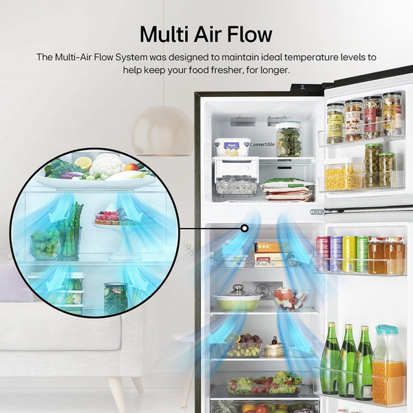 LG 246 L 3 Star Smart Inverter Frost-Free Double Door Refrigerator (, GL-S262SESX, Ebony Sheen, Convertible)