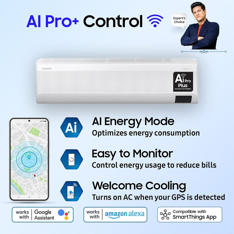 SAMSUNG 1.5 Ton 5 Star Split Inverter AC with Wi-fi Connect  - White