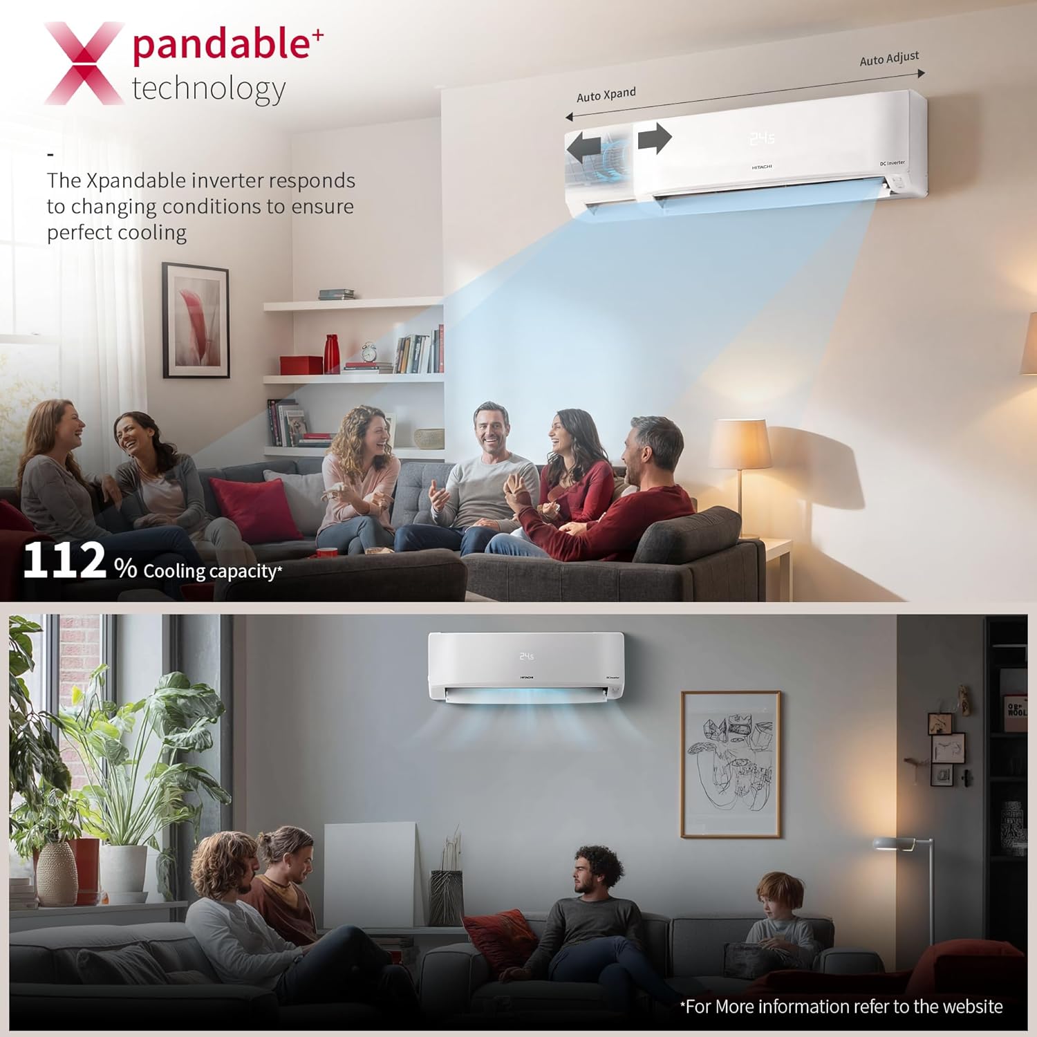 Hitachi 1.5 Ton 5 Star, New Star rated, Inverter Split AC (Copper, Smart View Display, 4 Way Swing, ice Clean, Anti-bacterial Filter,RAS.V518PCDIBT, White)