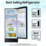 Samsung 183 L, 4 Star, Digital Inverter, Direct-Cool Single Door Refrigerator (RR20H28249U/NL, Paradise Bloom Blue, Base Stand Drawer, Single Touch Defrost, )
