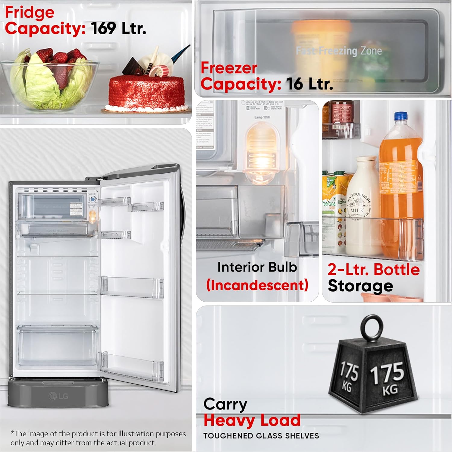 LG 185 L, 5 Star, Smart Inverter, Direct Cool Single Door Refrigerator (GLD1956ZAPZ, Shiny Steel, Base stand with Drawer, Fit Max Chiller Tray & Fast Ice Making)