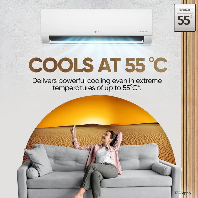 LG 1.5 Ton 4 Star AI DUAL Inverter Split AC (Copper, Super Convertible 6-in-1 Cooling, HD Filter with Anti-Virus Protection, 2023 Model, RS-Q19ENYE1, White)