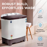 Midea 6.5 kg 5 Star Semi Automatic Top Load Washing Machine Maroon, Rust Proof Body (MWMSA065PPG(MW), Rat Away Feature)