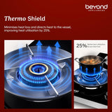 Beyond Appliances Quantum Pro 3 Burner | Gas Saver Stove | 5 Star Energy Rated | Auto Ignition | 77% Energy Efficient| Full Brass burners | LPG & PNG | ISI & LERC Certified