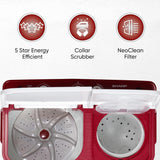 SHARP 7 kg, 5 star with E-Spin Pulsator,Semi-Automatic Top Loading Washing Machine, 1300 RPM (ES-SD70NB-FR, Ruby Red, Pure Wave)