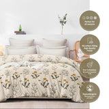 Livpure Smart Reversible AC Quilt Blanket Comforter King Size Biege Floral|90X86 Inches LSH-CFT-BEFLO-211