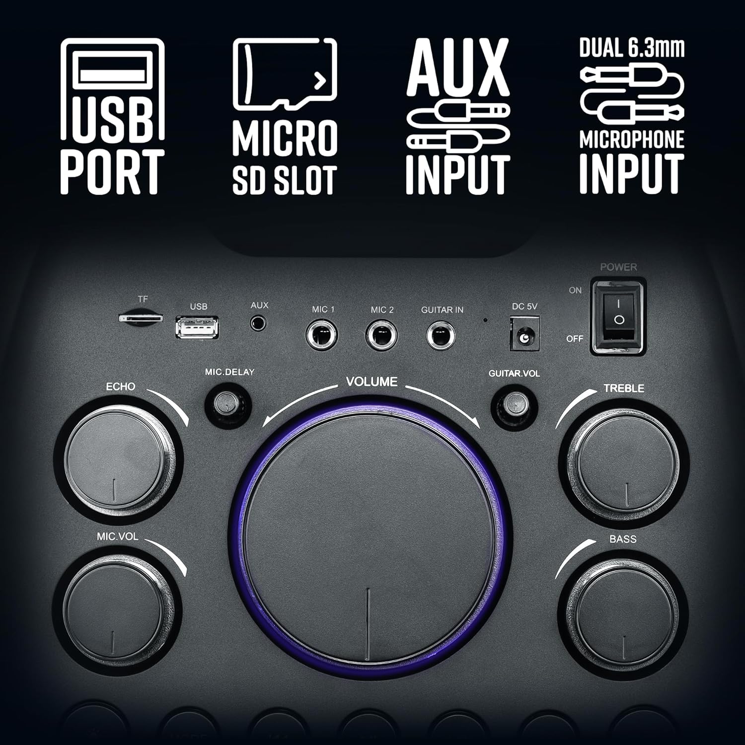 ZEBRONICS 120 Watts Party Speaker with 2 Wireless Mic, 7 hrs Playtime, Karaoke & Recording Function, TWS, Bluetooth, USB, AUX, mSD, RGB Modes (Thump 700)