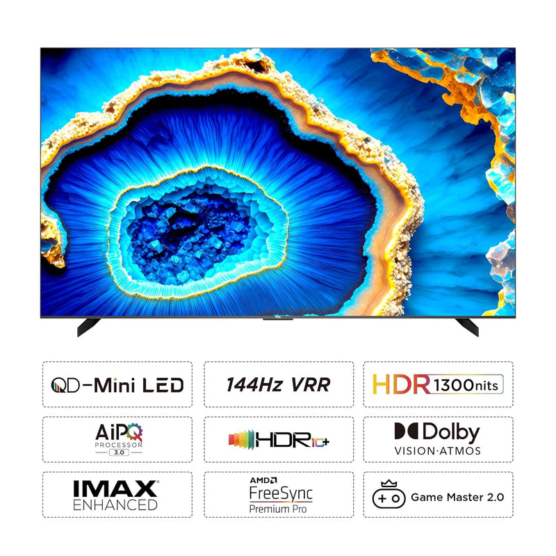 TCL 248 cm (98 inches) 4K Ultra HD Smart QD-Mini LED Google TV 98C755 (Black)