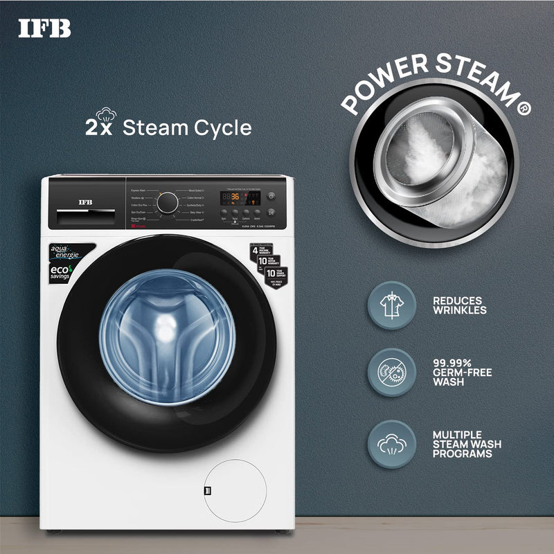IFB 6.5 Kg 5 Star Front Load Washing Machine 2X Power Steam (ELENA ZWS 6510, White & Black, In-built Heater)