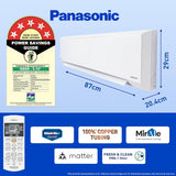 Panasonic 7 in 1 Convertible With True AI Mode,Matter Enabled 1 Ton 5 Star Split Inverter AC with Wi-fi Connect - White (CS-NU12ZKY5W/CU-NU12ZKY5W, Copper Condenser)