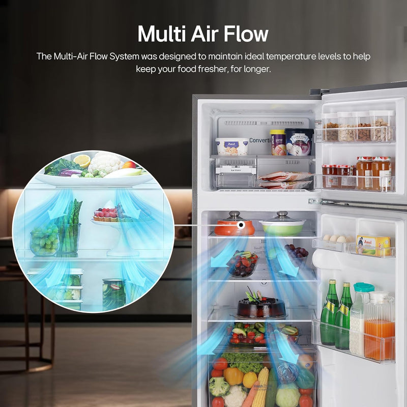LG 240 L 3 Star Frost-Free Smart Inverter Double Door Refrigerator (GL-S292RDSX, Dazzle Steel, Convertible & Multi Air Flow Cooling)