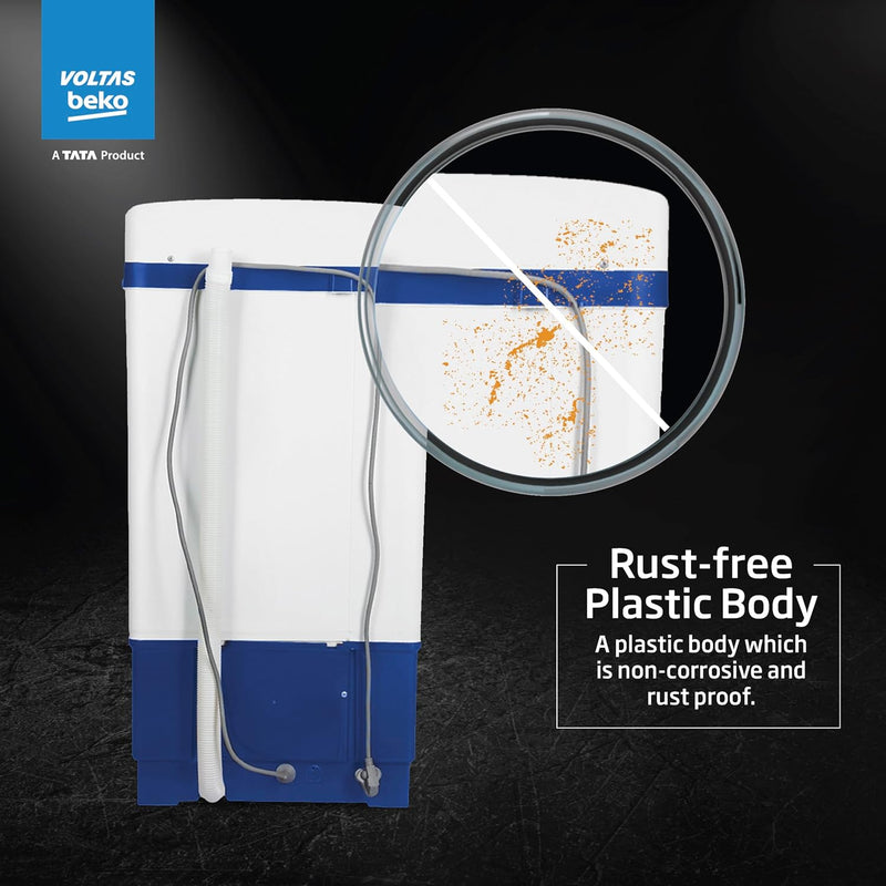 Voltas beko, A Tata Product 7.5 kg Semi-Automatic Top Load Single Tub Washing Machine (WST75UC/BLSSWH2PTD, Blue, Pulsator wash method)