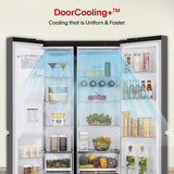 LG 630 L, 3 Star, Frost-Free, Double Door, Door Cooling+, Hygiene Fresh+, Smart Inverter, Wi-Fi Convertible Side By Side Refrigerator with AI ThinQ (GL-L257CMC3, Matt Black, Ice & Water Dispenser)
