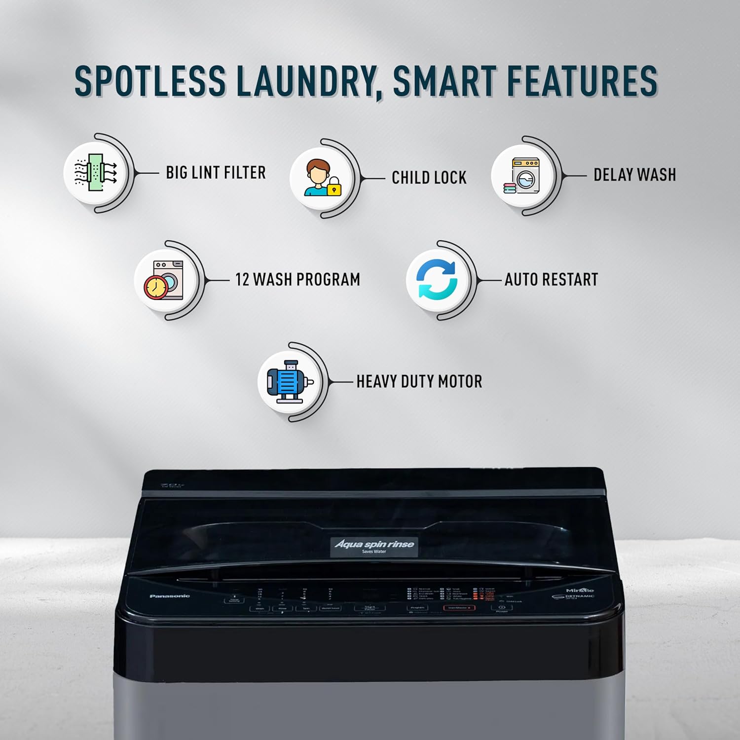 Panasonic 7 Kg Wifi Fully-Automatic Top Loading Smart Washing Machine (NA-F70CH3CRB, Charcoal Inox Grey, 2024 Model, Drynamic Spin)