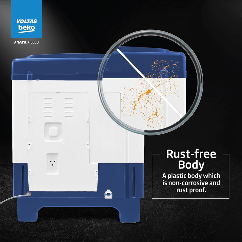 Voltas beko, A Tata Product 7.5 kg Semi-Automatic Top Load Single Tub Washing Machine (WST75UC/BLSSWH2PTD, Blue, Pulsator wash method)