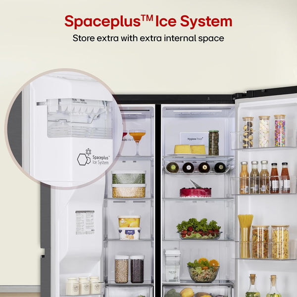 LG 630 L, 3 Star, Frost-Free, Double Door, Door Cooling+, Hygiene Fresh+, Smart Inverter, Wi-Fi Convertible Side By Side Refrigerator with AI ThinQ (GL-L257CMC3, Matt Black, Ice & Water Dispenser)