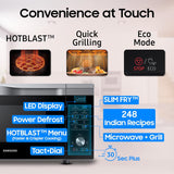 Samsung 28L Multi Spit, Convection Microwave Oven (MC28A6035QS/TL, Silver, Various Cooking Modes, Eco Mode, Hotblast, Crusty Plate, Wire Rack, Slim Fry, Ceramic Enamel Cavity)