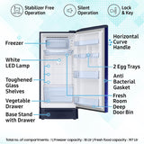Samsung 215 L, 5 Star, Digital Inverter, Direct-Cool Single Door Refrigerator (RR23H2H35HS/HL, Hydrangea Blue, Base Stand Drawer, Single Touch Defrost, )