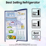 Samsung 183 L, 3 Star, Digital Inverter, Direct-Cool Single Door Refrigerator (RR20H2723CU/NL, Camellia Blue, Single Touch Defrost, )