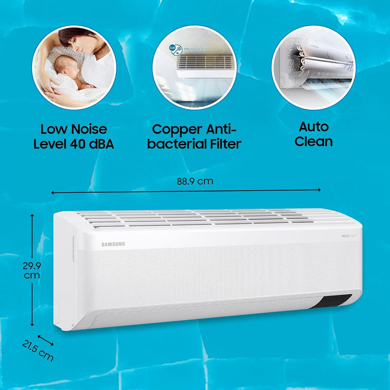 SAMSUNG Convertible 5-in-1 Cooling 2023 Model 1.5 Ton 3 Star Split Inverter Wind Free AC - White (AR18CYLAMWK/AR18CYLAMWKNNA/AR18CYLAMWKXNA, Copper Condenser)