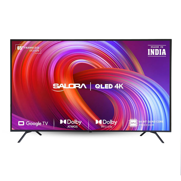 SALORA 164 CM (65 INCHES) 4K ULTRA HD SMART QLED GOOGLE TV, SLV-3655 QGTV (BLACK)| Brand New Seal Packed