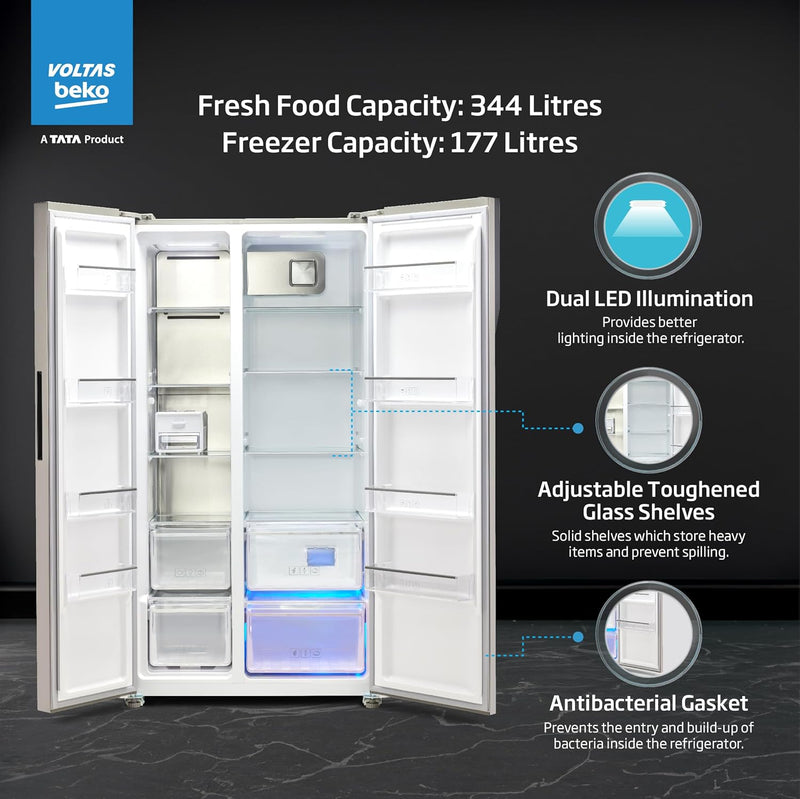 Voltas Beko, A Tata Product 563 L Side by Side Frost Free Refrigerator(RSB585/FPV300RXID )