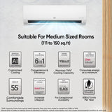 LG 1.5 Ton 4 Star AI DUAL Inverter Split AC (Copper, Super Convertible 6-in-1 Cooling, HD Filter with Anti-Virus Protection, 2023 Model, RS-Q19ENYE1, White)