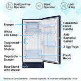 Samsung 189 L, 5 Star, Digital Inverter, Direct-Cool Single Door Refrigerator (RR21H2H25UZ/HL, Midnight Blossom Blue, Base Stand Drawer, Single Touch Defrost, )