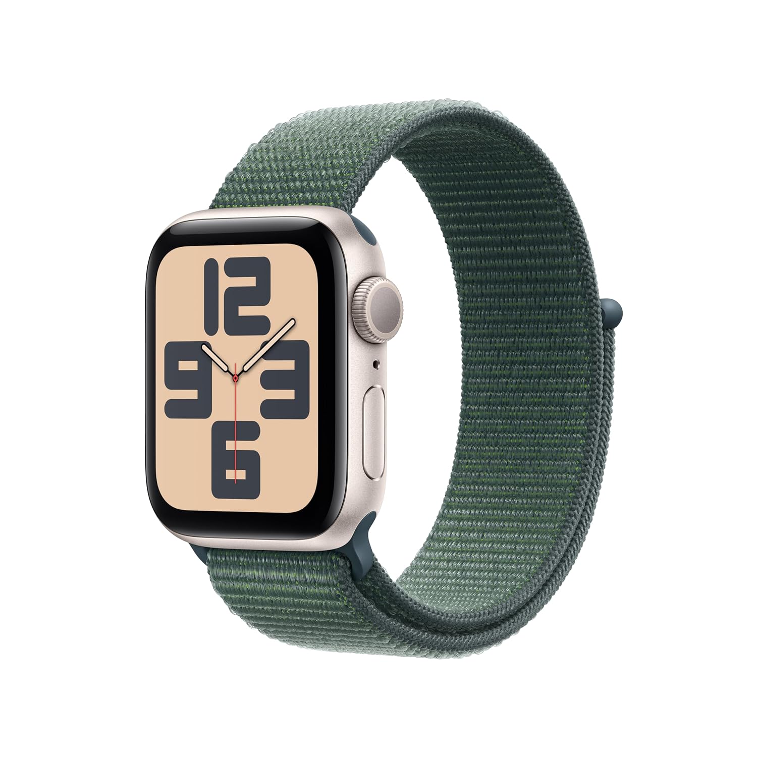 Apple Watch SE MXEH3HN (2nd Gen, 2023) [GPS 40mm] Smartwatch with Starlight Aluminum Case with Lake Green Sport Loop. Fitness & Sleep Tracker, Crash Detection, Heart Rate Monitor, Retina Display