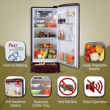 LG 185 L 5 Star Inverter Direct-Cool Single Door Refrigerator (GL-D201ASEU, Scarlet Euphoria, Base stand with drawer)