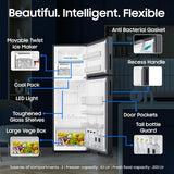 Samsung 256 L, 3 Star, Convertible, Digital Inverter Frost Free Double Door Refrigerator (RT40H30U3FHL, Black DOI, 2026 Model)