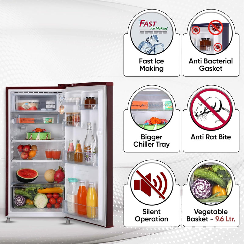 LG 185 L 4 Star Direct-Cool Inverter Single Door Refrigerator (GL-B199OSEY)