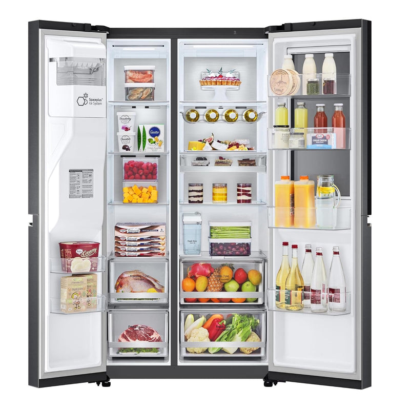 LG 630 L Frost-Free Inverter Wi-Fi InstaView Door-In-Door Side-By-Side Refrigerator with Ice and Water Dispenser ( GL-X257AMC3, Matte Black, Door Cooling+ with Hygiene Fresh+)