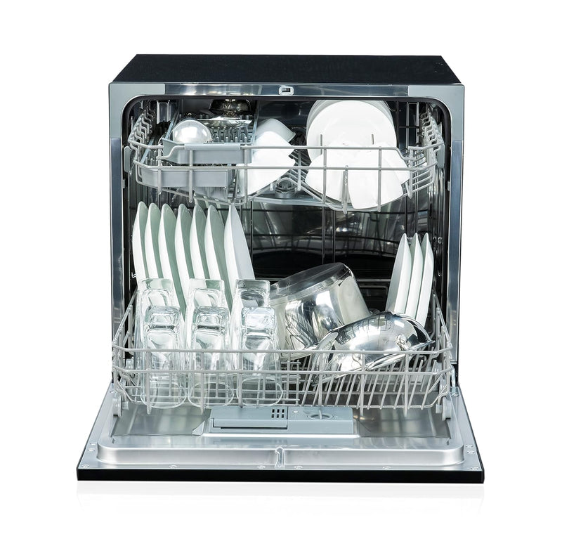 Godrej Eon Dishwasher | 8 Place Setting Counter-Top | Compact with an In-built heater (DWT EON MGNS 8C NF SKBK, Silky Black) | Perfect for Indian kitchens: Smaller families and Bachelors