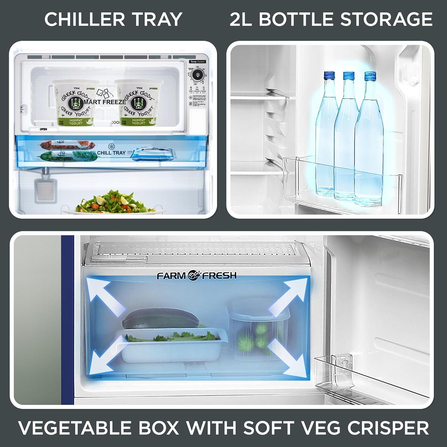 Midea 215 L 2 Star Direct Cool Refrigerator (MRD215D3HPDB, Blue, Big Flower)