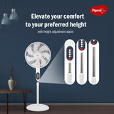 Pigeon Electric Fan Controller Fantastic Pedestal Fan For Home and Office | High Speed Airflow | 7 Blades | 3 Speed Modes | White