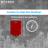 Faber JAZZ Elite Titanium 25V 25 Litre 2000W 8bar Titanium Vertical Storage Geyser|(Wine )