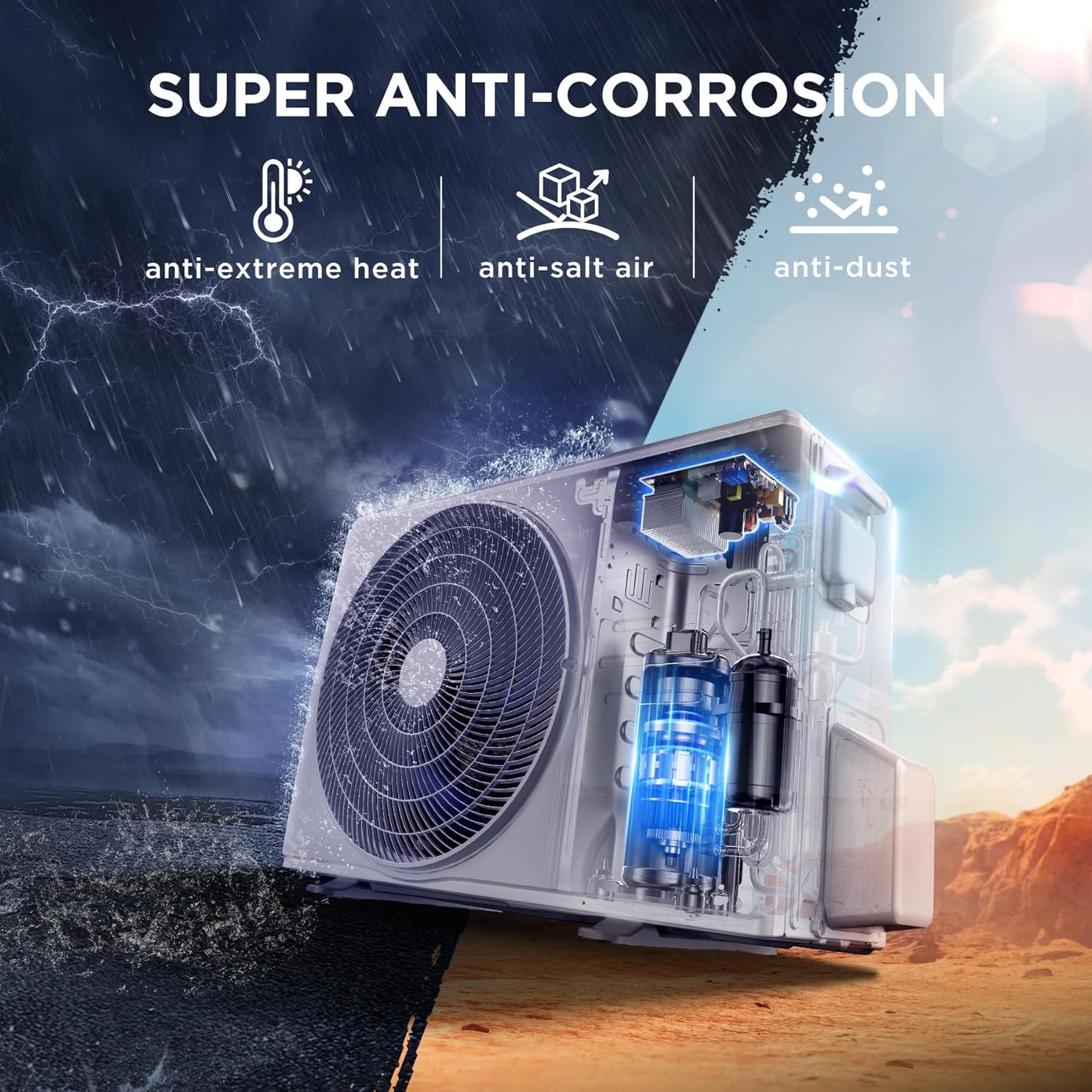 Midea Carrier 1Ton 3 Star, New Star Rated, Wifi Inverter Split AC with 6-in-1 Convertible Cooling, Turbo Mode, Heavy Duty Cooling at 52℃, Auto Clean&HD+PM 2.5 Filter(Copper, AC 1Ton MAI12SD3R36W0, White)