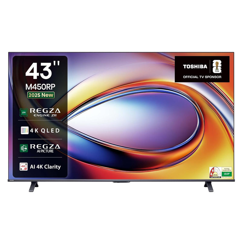 Toshiba 108 cm (43 Inches) 4K Ultra HD Smart QLED TV | Dolby Atmos, HDR10+ | 24W Powerful Speakers | AI Sports Mode | REGZA Engine ZR | Voice Control | AI 4K Upscaling | VIDAA OS |