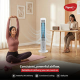 Pigeon High Performance Tower Fan with Manual Control, 3 speed settings, Quiet Operation, Low Power Consumption and Lightweight Portable Body, White PGPDTFM7501