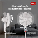 Pigeon Electric Fan Controller Fantastic Pedestal Fan For Home and Office | High Speed Airflow | 7 Blades | 3 Speed Modes | White