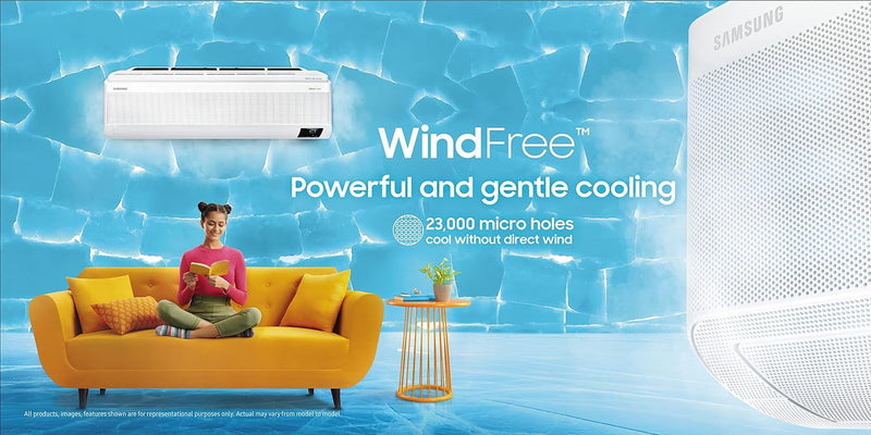 SAMSUNG Convertible 5-in-1 Cooling 2023 Model 1.5 Ton 3 Star Split Inverter Wind Free AC - White (AR18CYLAMWK/AR18CYLAMWKNNA/AR18CYLAMWKXNA, Copper Condenser)