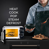 Pigeon 20L Nano Wave Solo Microwave Oven | 700 Watts | 5 power levels (Re-Heat, Pop, Cook, Steam, Defrost - SKSMWO20L) | Black