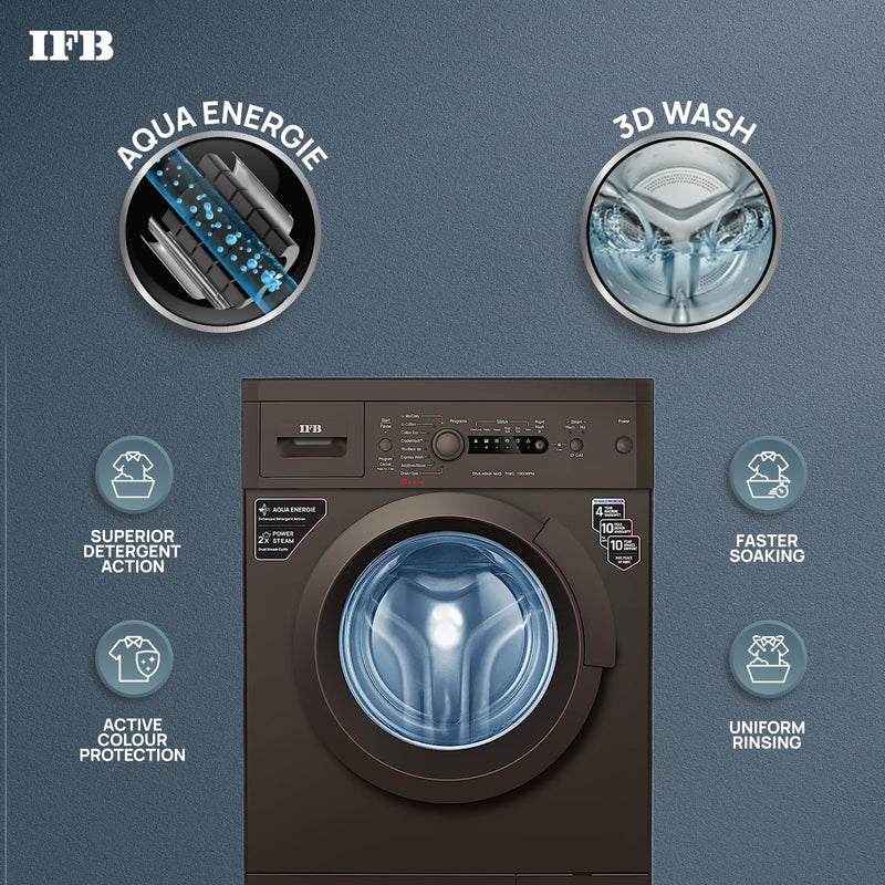 IFB 7 Kg 5 Star AI Powered Fully Automatic Front Load Washing Machine 2X Power Steam DIVA AQUA MXS 7010 2023 Model Mocha In-built Heater