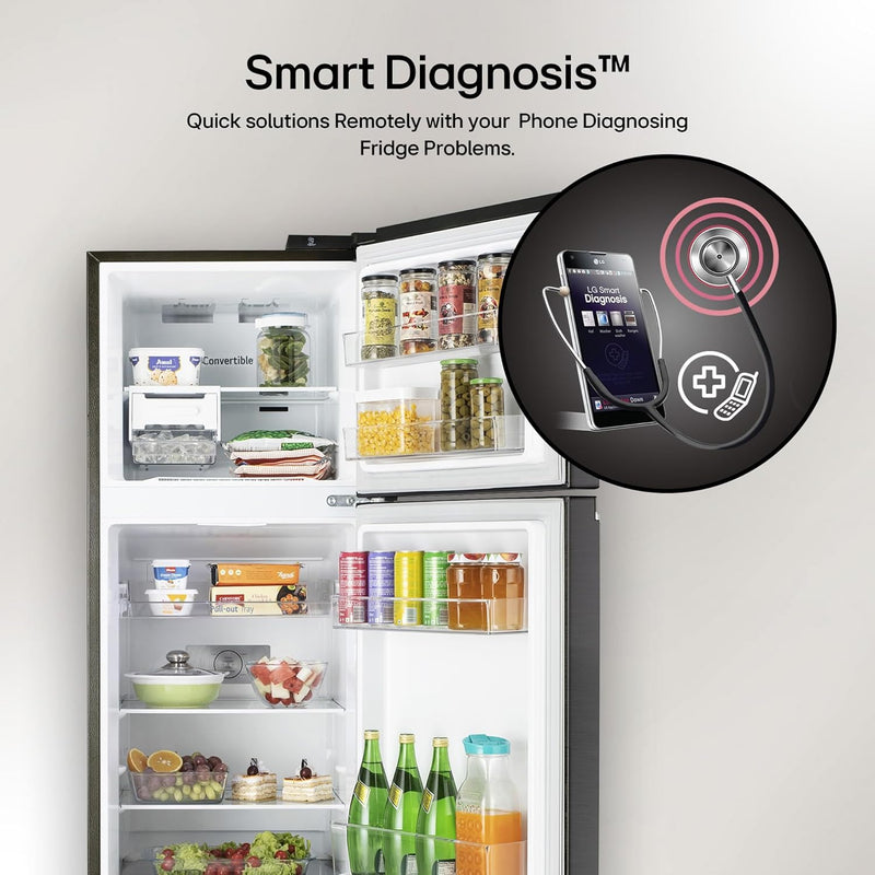 LG 246 L 3 Star Smart Inverter Frost-Free Double Door Refrigerator (, GL-S262SESX, Ebony Sheen, Convertible)