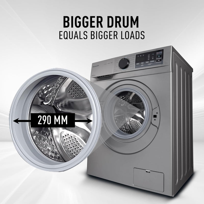 Panasonic 7 kg 5 Star Inverter Fully Automatic Front Loading Washing Machine with Built-In Heater (NA-147MH2L01, Dark Silver)