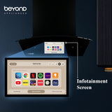 Beyond Appliances Asteria 60cm Auto Clean Kitchen Chimney | 1408 CMH Suction | Filterless | Curved Glass | Smart Screen & Speakers | Touch Control | Black Finish,ASTERIA 60CM( BASE-CA60-IF-001)-BLACK/BA-AS-AD-60-CM