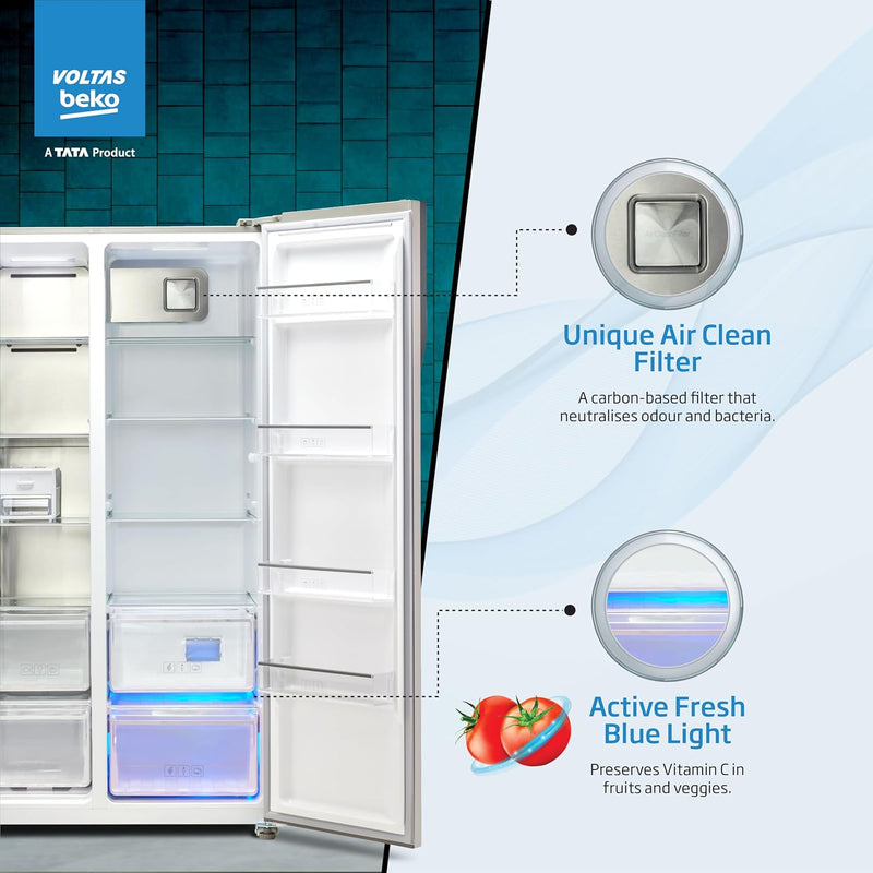 Voltas Beko, A Tata Product 563 L Side by Side Frost Free Refrigerator(RSB585/FPV300RXID )